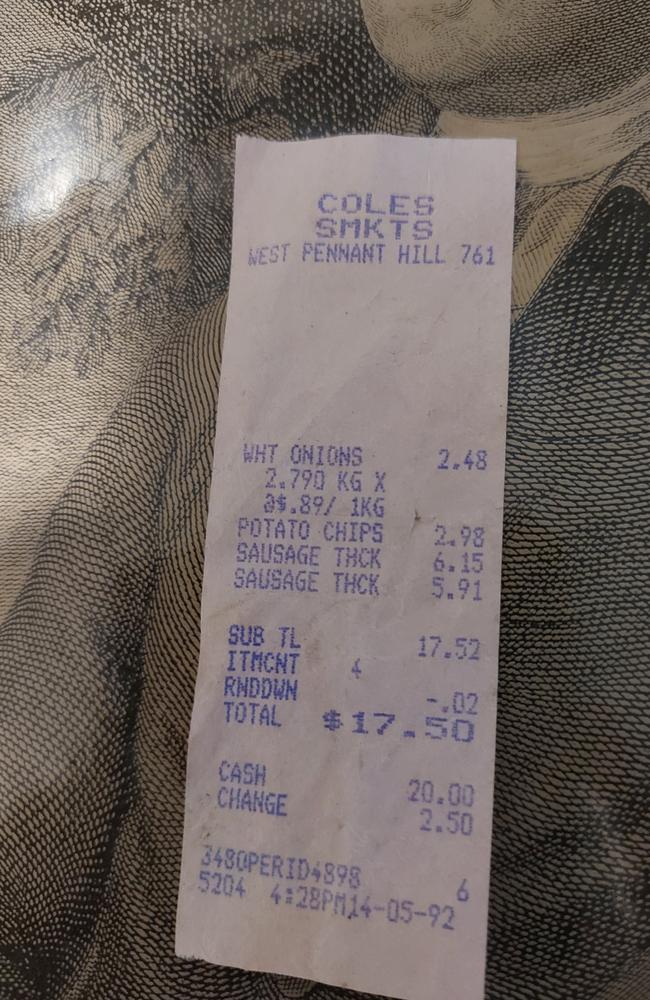 Inflation: 30yo Coles receipt shows how expensive groceries have become ...