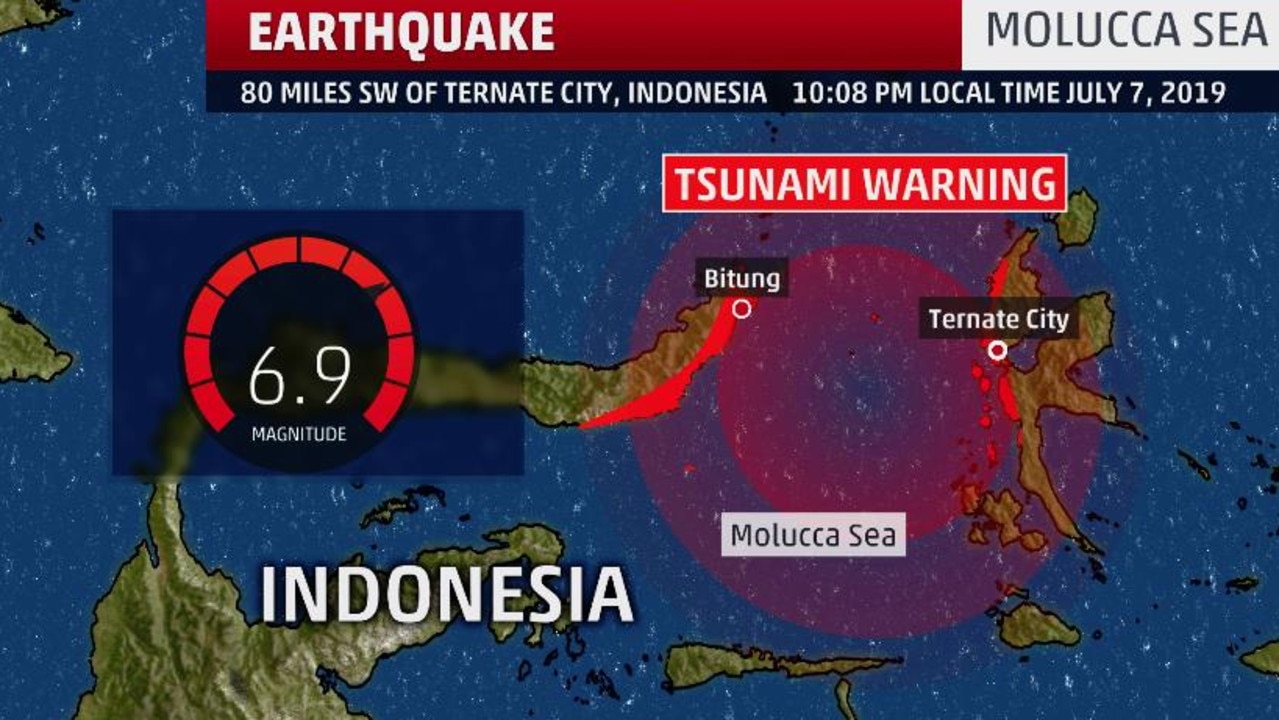 Indonesia has been hit by another massive earthquake that briefly triggered a tsunami warning. Picture: The Weather Channel