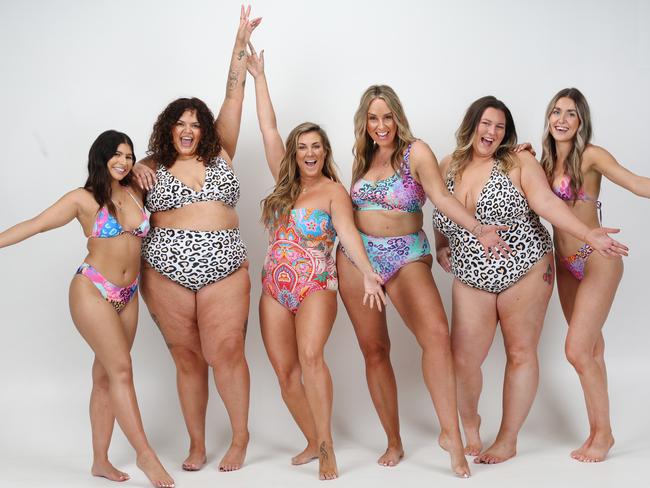 Swimsuit season - different shapes and size in resort and swimwear showing how to wear the right bathers for your body type from Infamous Swim. Models Nikita Malvaso, Simone Ziada, Gemma Crowe, Erryn Harvey, Alana Egan and Alyssa Boric.                     Picture: David Caird