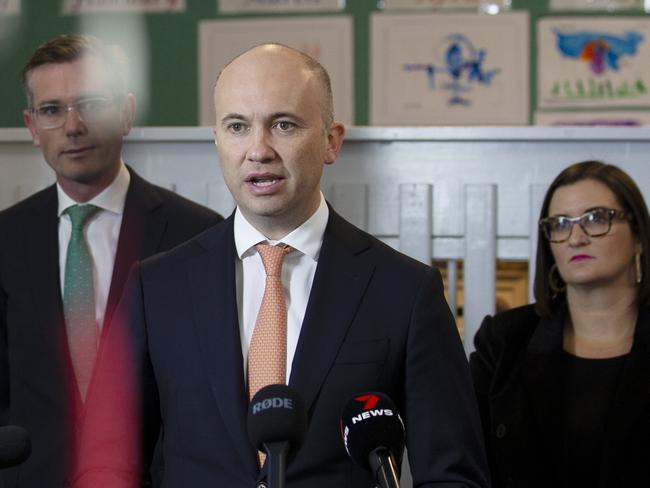 NSW Treasurer Matt Kean at a press conference for pre-school education on Thursday, before he later addressed energy supply at a late-night NSW executive council meeting. Picture: Nikki Short