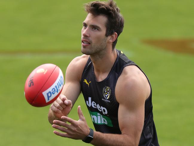 MELBOURNE, AUSTRALIA - DECEMBER 02: Alex Rance of the Tigers in action during the Richmond Tigers training session at Punt Road Oval on December 02, 2019 in Melbourne, Australia. (Photo by Michael Willson/AFL Photos via Getty Images)