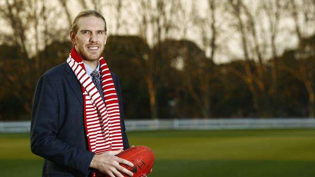 Former Sydney Swans Player  Lewis Roberts-Thomson at The Shore school Oval , (his old school) in Northbridge.  Picture: John Appleyard