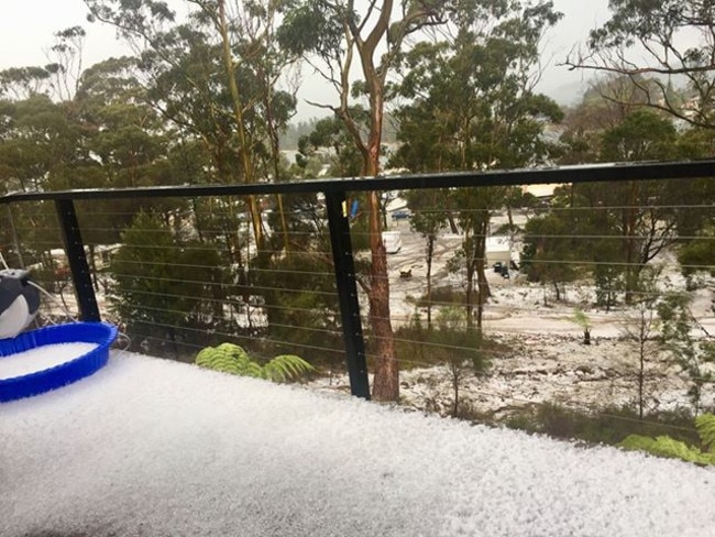 Hail at Orford. Picture: MELANIE ROTTIER