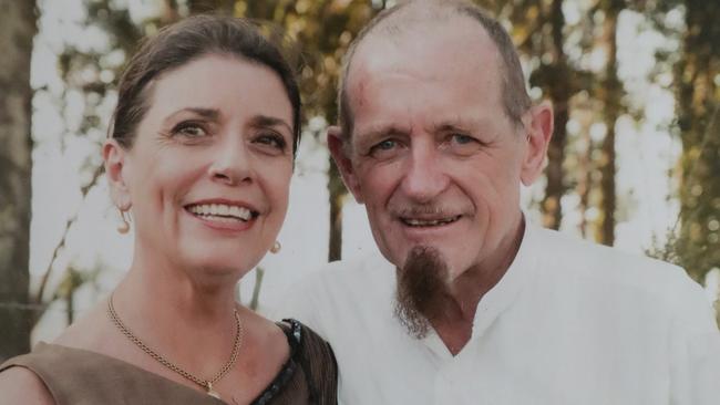 Sandra Perrett and her husband, Alex Wilson, who was a Brisbane Lions member.