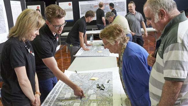 Level Crossing Removal Authority staff during the public consultation phase of the project in Essendon. Picture: Supplied