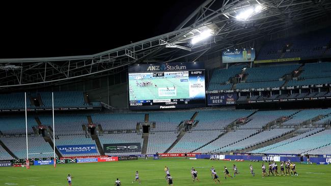 Get used to more of this... the game will restart in empty stadiums. Picture: Phil Hillyard