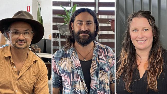 Coffs Harbour workspace operators Tim Helmy and Ben Taranto, and remote worker Summa Fredrericks.