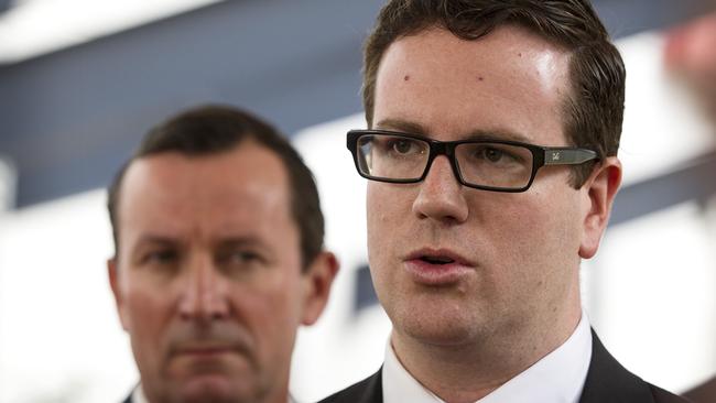 Federal Labor spokesman for West Australian Resources Matt Keogh, right, with WA Premier Mark McGowan