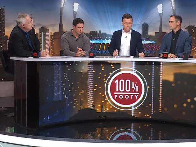 Mitchell Moses (second from left) on 100% Footy. Picture: Channel 9