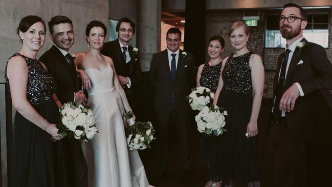 Cat Cavanagh and Jake Carter with their bridal party. Pic: Luke Going Photography