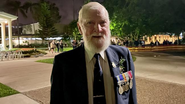 Malcolm Bridge served with the Royal Australian Navy in three wars – Vietnam, Borneo and the Cold War. He attended Mackay Anzac Day 2022 at Jubilee Park Dawn Service. Picture: Janessa Ekert