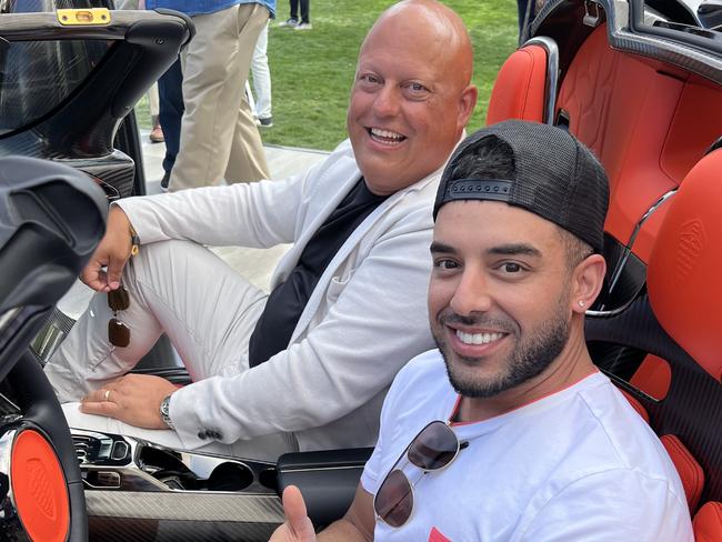 Photo of Adrian Portelli with his new Koenigsegg CC850 and company owner Christian von Koenigsegg