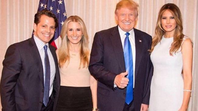 White House communications director Anthony Scaramucci and wife Deidre Ball, US President Donald Trump and wife Melania.