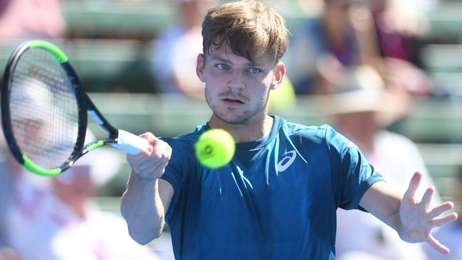 David Goffin in action during the Kooyong Classic. Picture: AAP Images