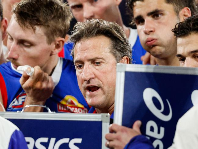 Luke Beveridge has defied early-season critics to put the Western Bulldogs firmly in the hunt for finals. Picture: Dylan Burns/AFL Photos via Getty Images.