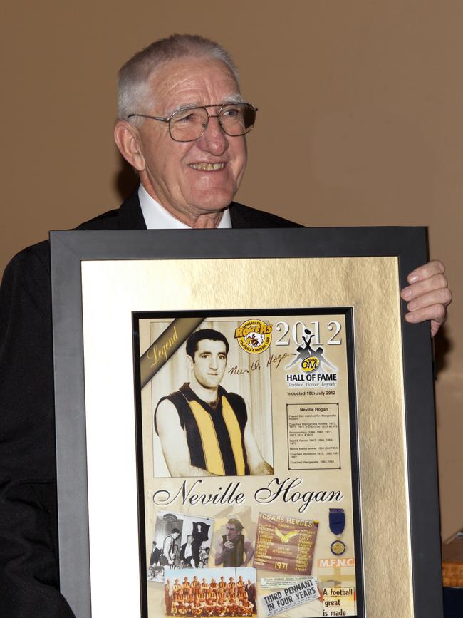 Wangaratta Rovers four-time premiership coach Neville Hogan is an official legend of the Ovens and Murray league. Picture: Supplied