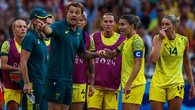 Gustavsson and his players during their match against the US. Picture: AFP