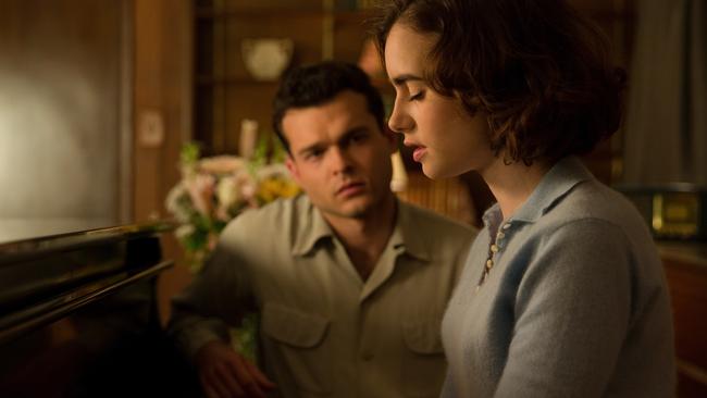 Lily Collins and Alden Ehrenreich in Rules Don't Apply.