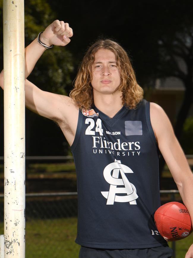 South Adelaide young gun Nathan Kreuger ahead of last year’s AFL draft where he was overlooked. Picture Naomi Jellicoe