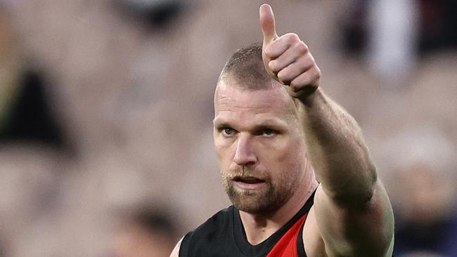 MELBOURNE, AUSTRALIA - AUGUST 04: Jake Stringer of the Bombers gestures to the bench during the round 21 AFL match between Essendon Bombers and Fremantle Dockers at Melbourne Cricket Ground, on August 04, 2024, in Melbourne, Australia. (Photo by Martin Keep/AFL Photos/via Getty Images)