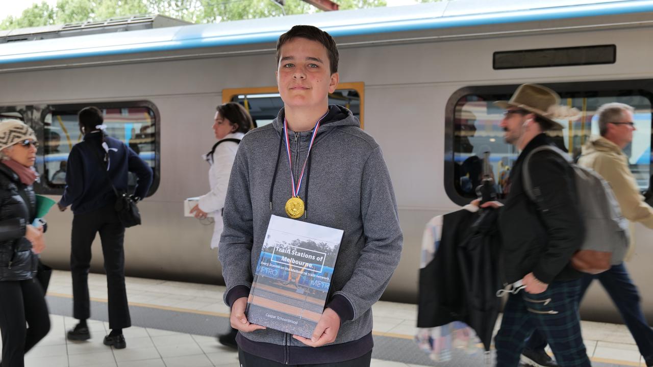 Caspar Schoonbrood, 14, photographed every one of Melbourne’s 222 train stations and created a photo book for a school project.