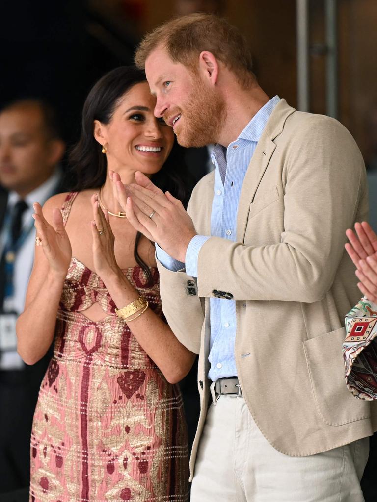 Their firm demeanour was in stark contrast to the loved-up display they put on during their tour of Colombia in August. Picture: Raul Arboleda / AFP