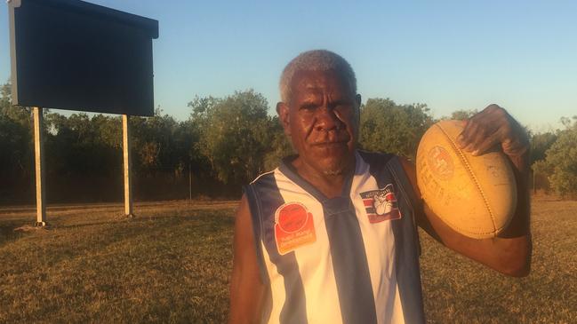 Ngukurr utility Keith Rogers is 61 years young and raring to go after 54 seasons of getting his hands around an Australian football. Picture: PAUL AMARANT