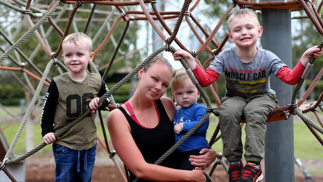 Bianca Masters’ kids go to a childcare centre that is vaccination only. Picture AAPImage/ David Clark