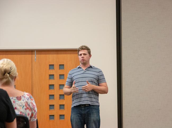 Matt Bradbury at the Lockyer Valley irrigation scheme meeting, February 4, 2020