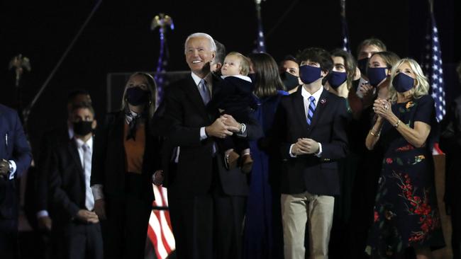 President-elect Joe Biden with his family. Picture: Carolyn Cole / Los Angeles Times / Getty