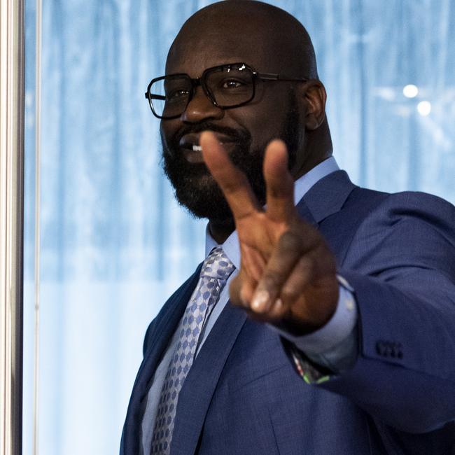 Shaquille O'Neal exits the building. Picture: Monique Harmer