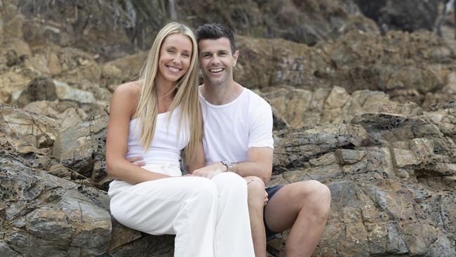Trent cotchin with his wife Brooke at Byron Bay. Picture: Danielle Smith