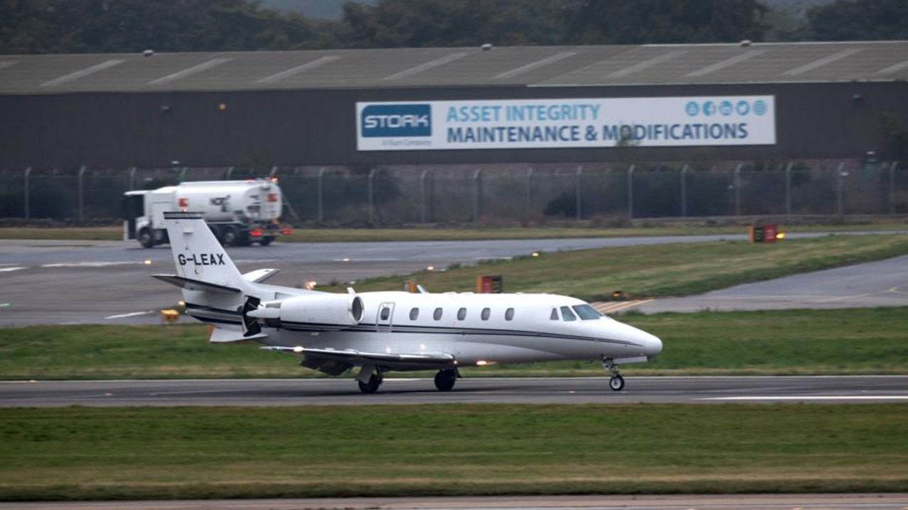 An aeroplane carrying the Duke of Sussex arrives at Aberdeen Airport. Picture: Paul Campbell/PA Images via Getty Images