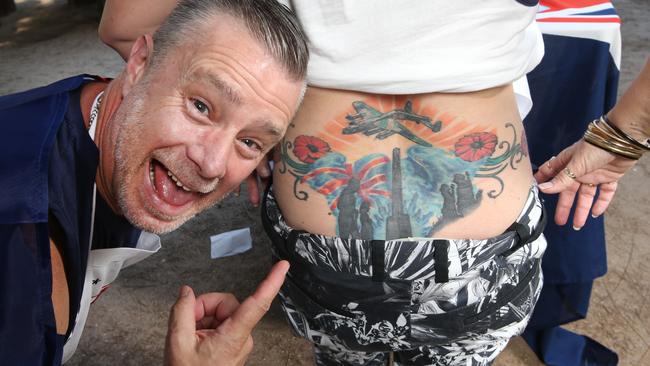 Victorian MKR contestant Jodie-Anne has a unique ANZAC memorial tattoo on her lower back. Picture: David Caird