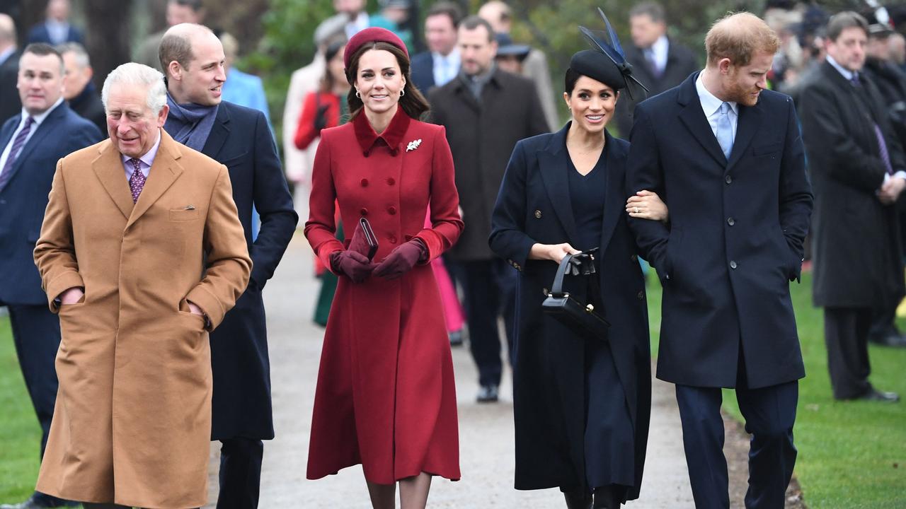 Charles with his sons and their wives in happier times: Christmas 2018. Picture: Paul Ellis/AFP