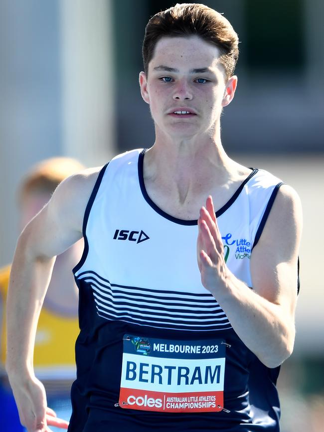 Cooper Bertram (VIC) competes in the Boys Under 15 100m (Combined Event).