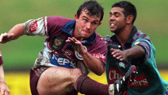 Action from the Manly vs. Gold Coast Chargers at Brookvale Oval. May 11 1997.