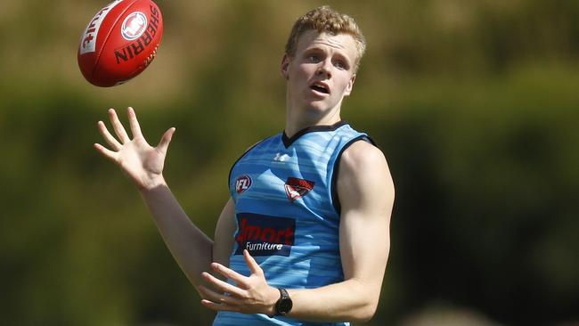 MELBOURNE, AUSTRALIA - NCA NewsWire Photos December 18, 2020:   Cody Brand of the Bombers in action during an Essendon Bombers training session at The Hangar in Melbourne, Victoria. Picture: NCA NewsWire / Daniel Pockett