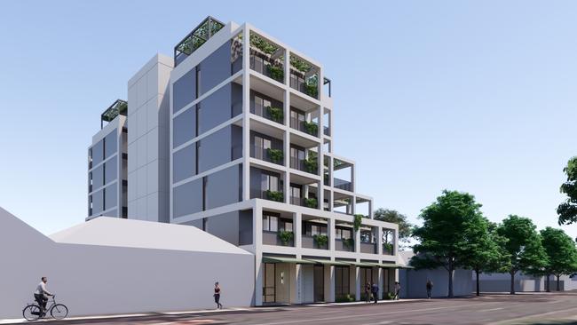 Artist impression of a proposed seven-storey apartment building for Unley Rd. Picture: Enzo Caroscio Architecture