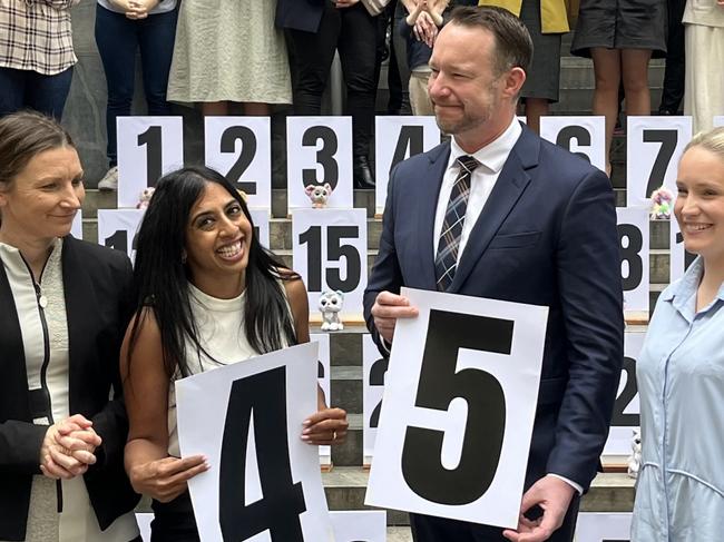 Liberal upper house member Ben Hood with supporters of his Abortion Reform outside Parliament today , 24 Sept . Nicola Centofanti, Professor Joanna Howe, Ben Hood, Laura Henderson, Sarah Game, Heidi Girolamo. Picture: Paul Starick