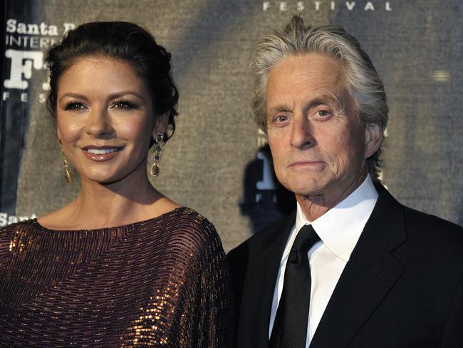 Michael Douglas with wife Catherine Zeta-Jones married in a lavish ceremony in 2000. Picture: AP