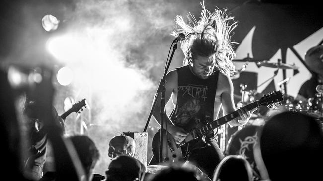 Melbourne metal band “Mason” playing the Blacken Open Air festival. Picture: NICK PINCOTT