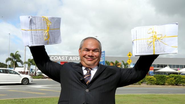 Mayor Tom Tate pictured at the Gold Coast Airport announcing the Light rail to the Airport. Picture Mike Batterham