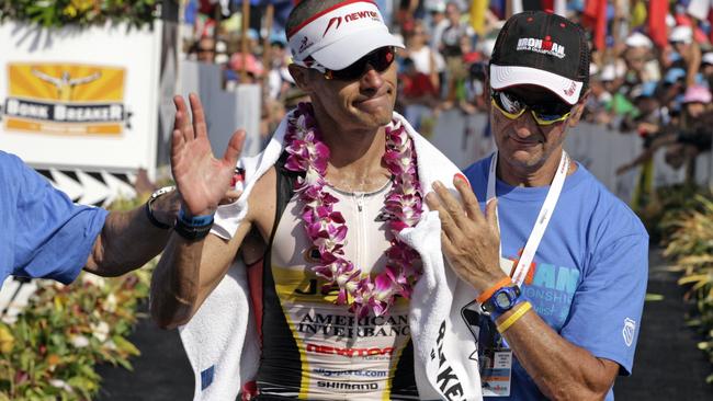 Craig Alexander at the end of the 2012 Hawaii Ironman World Championship.