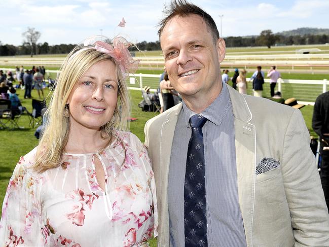 Aaron Morrison, Racing Victoria CEO and Partner Celeste Morrison at the 2024 Seymour Cup. Picture: Andrew Batsch