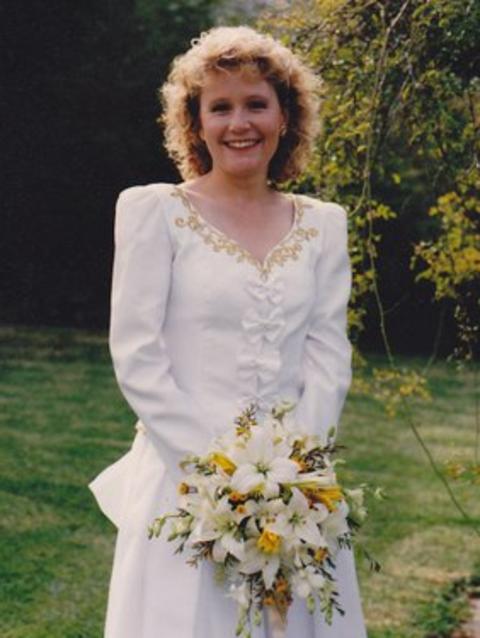 Anthea Bradshaw-Hall on her wedding day in 1994.