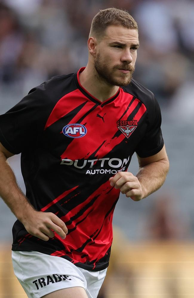 Ben McKay is the latest Bomber big to go down. Picture: James Wiltshire/AFL Photos via Getty Images