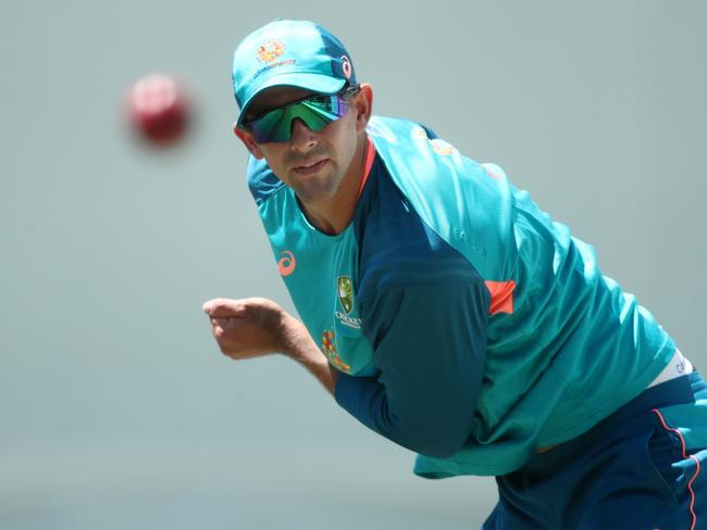 SYDNEY, AUSTRALIA - JANUARY 02: Ashton Agar of Australia bowls during an Australian Test squad training session at Sydney Cricket Ground on January 02, 2023 in Sydney, Australia. (Photo by Jason McCawley/Getty Images)