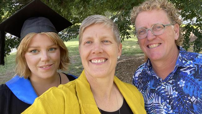 CEDA chief executive Melinda and her husband Bart celebrating daughter Jemma’s graduation at the ANU in Canberra.