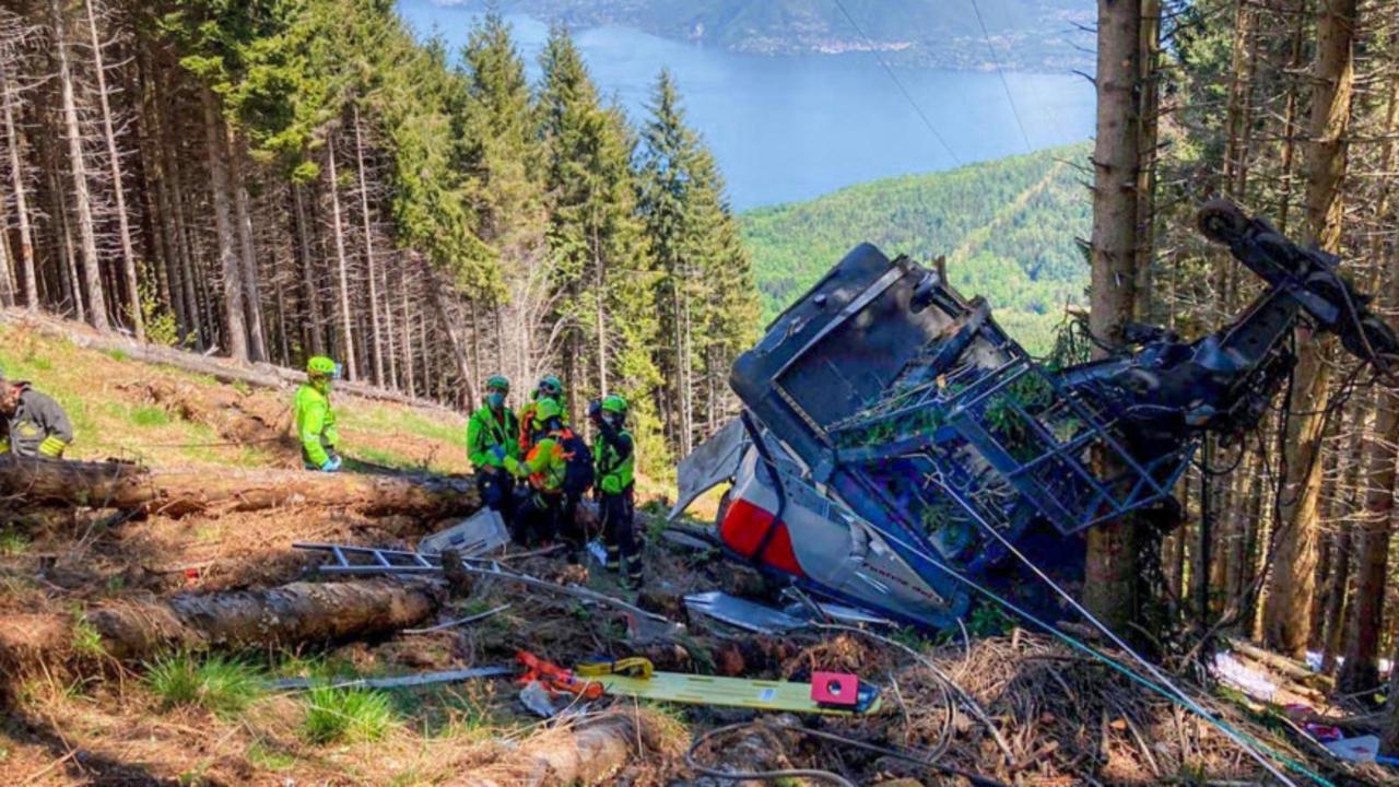 The horror is believed to have happened when a cable snapped near the summit of a mountain in Mottarone.